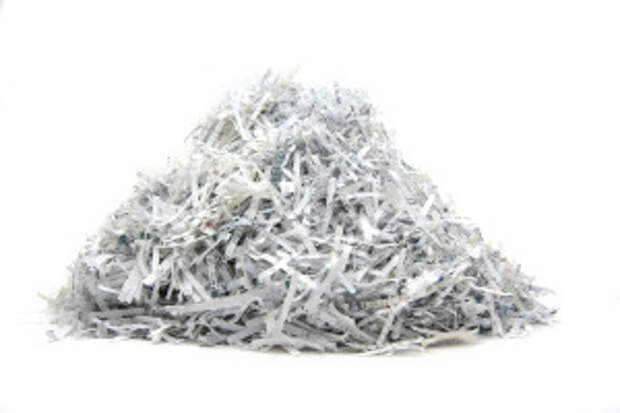 Isolated heap of shredded paper