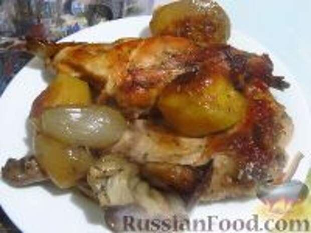 Фото к рецепту: Кролик, запеченный с овощами