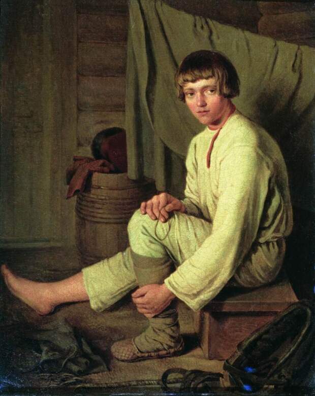 Капитон Алексеевич «Мальчик-крестьянин, надевающий лапти» (не является изображением Петра Антоновича)