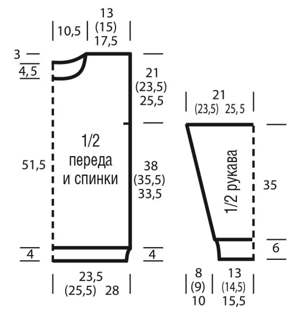 Выкройки для вязания женского пуловера 46 размер спицами