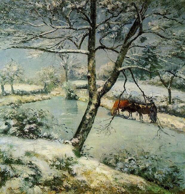 Winter at Montfoucault. (1875). Писсарро, Камиль
