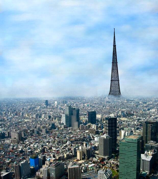 Проект четырехкилометрового небоскреба для японцев от советских разработчиков. /Фото: maximonline.ru