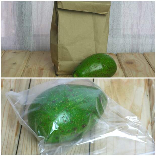 Авокадо кладем в бумажный пакет