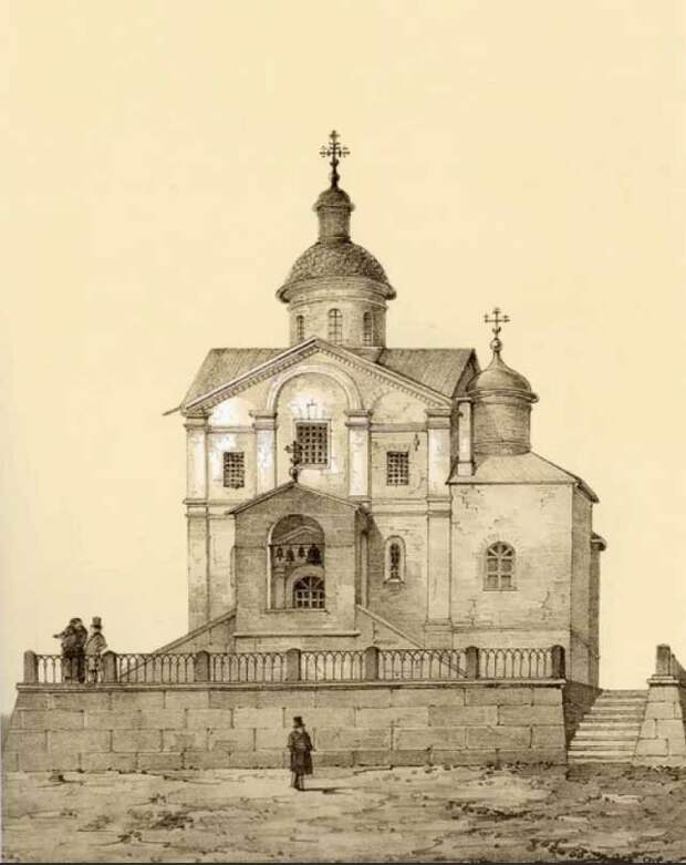 Церковь Иоанна Предтечи на Бору. Рис 19-го века