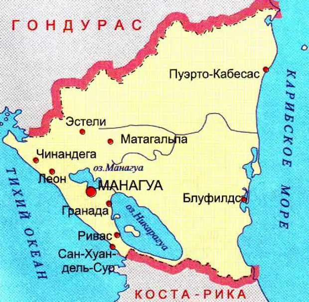 Подробная карта никарагуа