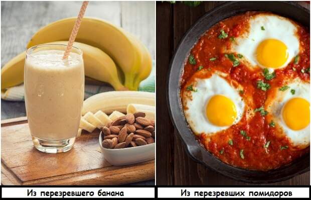 Смузи из переспевших бананов и шакшука из перезревших помидоров Смузи из переспевших бананов и шакшука из перезревших помидоров