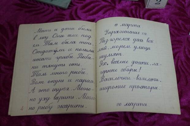 Чистописание в советской школе, тетради учеников