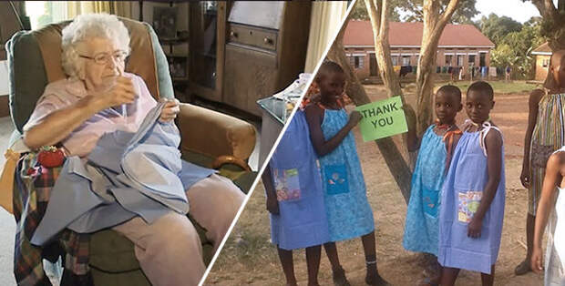 100-летняя женщина сшила более 1000 платьев для девочек из Африки