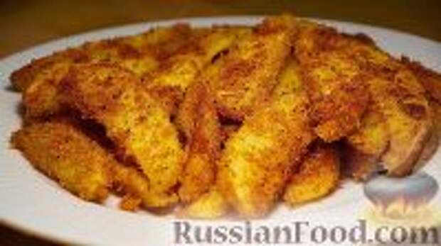 Фото к рецепту: Картофель с корочкой, запечённый в духовке (в сухарях)