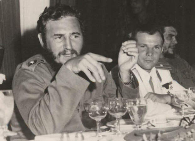 Фидель Кастро, Юрий Гагарин и Че Гевара, Куба, 1961 г.