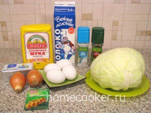 Ingredienty dlya piroga i kapustoj i yajtsom 300x225 Пирог с капустой