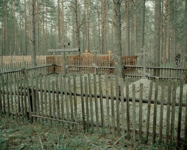 Кладбище расположено прямо в лесу, но за пределами деревни Айдара.