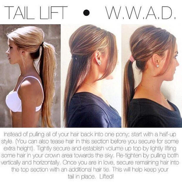 Add volume by teasing the top of your ponytail.
