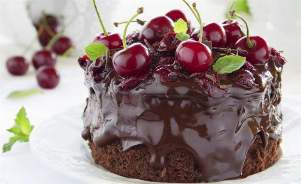 Шоколадный торт с вишней без миксера - рецепт приготовления