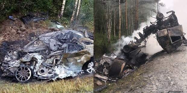 Водитель легковушки сгорел заживо в лобовом ДТП с фурой под Челябинском