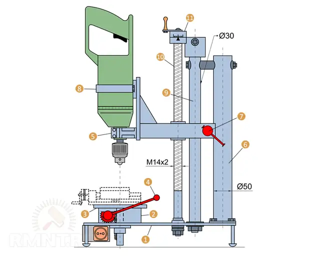 Схема сверлильно-фрезерного станка