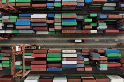 An aerial view shows containers at the Kwai Chung Container Terminal in Hong Kong, China June 6, 2021. Picture taken June 6, 2021 with a drone. REUTERS/Aleksander Solum