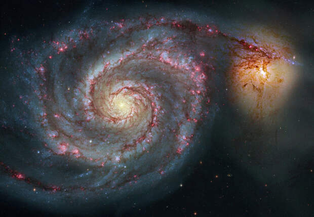 Спиральная галактика M51 в созвездии Гончие Псы