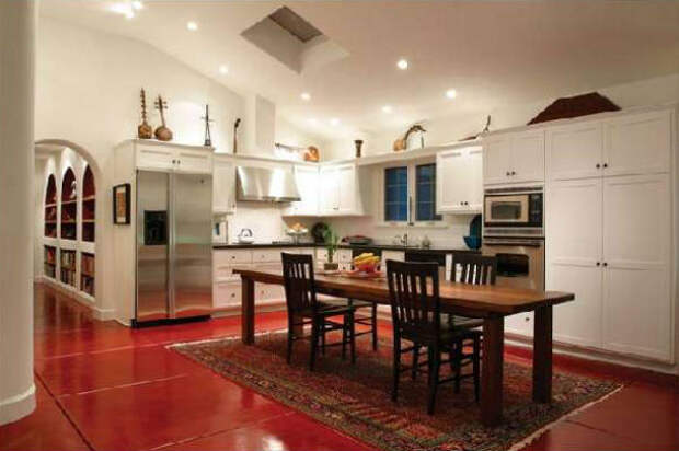 плитка на пол для белой кухни