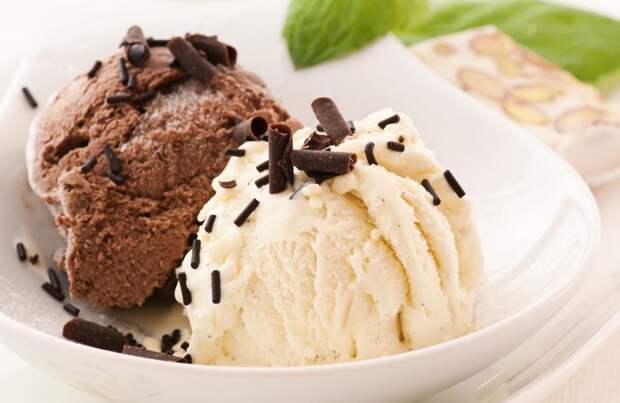 Мороженое с карамелью и шоколадом