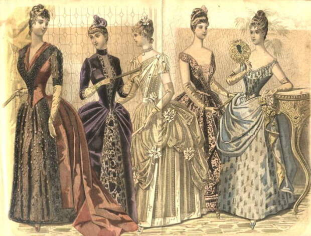 Викторианские женщины были слишком озабочены своим соответствием стандартам красоты. Рисунок из журнала мод, 1888 год. | Фото: en.wikipedia.org.