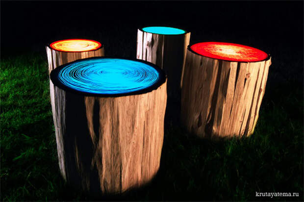 Табуреты-светильники Tree Ring Lights
