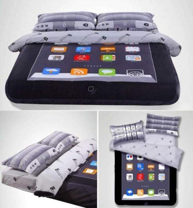 постельные принадлежности в виде iPad
