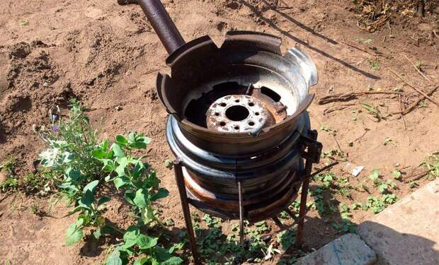 Мангал или печь барбекю из старых автомобильных дисков