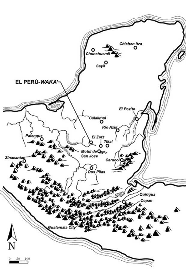 Карта полуострова Юкатан с отметкой местонахождения города Вака archaeologywaka.org - Индейский владыка, затерянный в джунглях | Военно-исторический портал Warspot.ru