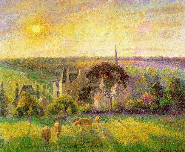 Landscape. Church and Farm in Eragny. 1895. Писсарро, Камиль