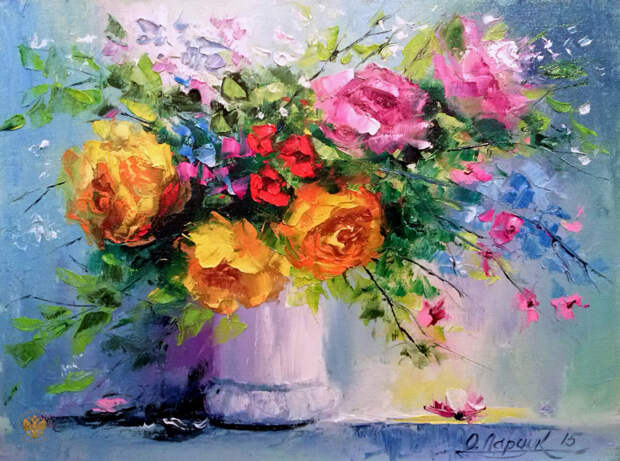 Картины (живопись) : Букет роз. Автор Ольга Вячеславовна Дар