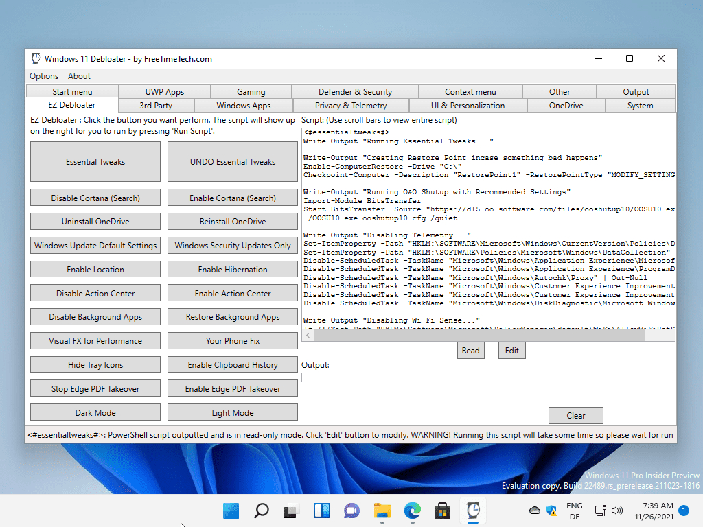 Windows 11 Debloater — мощный, но запутанный твикер 85 Windows 11 Debloater — мощный, но запутанный твикер 33