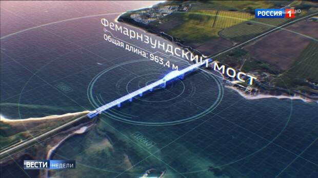 Германия, Фемарзундский мост, общая длина 963,4 м.
