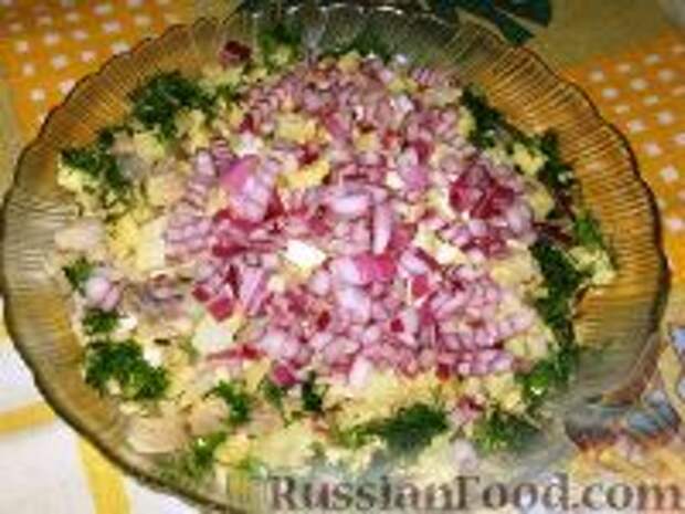 Фото к рецепту: Датский салат из сельди Фото к рецепту: Датский салат из сельди
