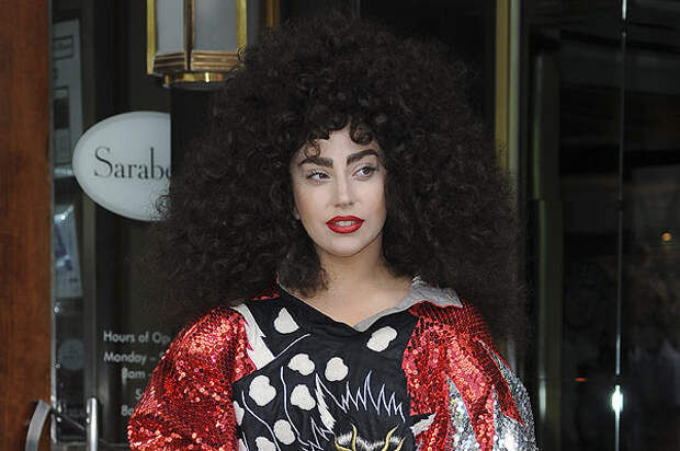 Lady Gaga leaving her hotel wearing a panther sequin dress in New York City