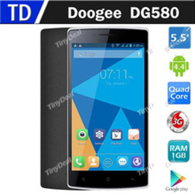 смартфон Doogee KISSME DG580 ..экран 5.5 дюймов ..память 1Gb/8Gb ..камера 8Mp ..аккумулятор 2500mAh