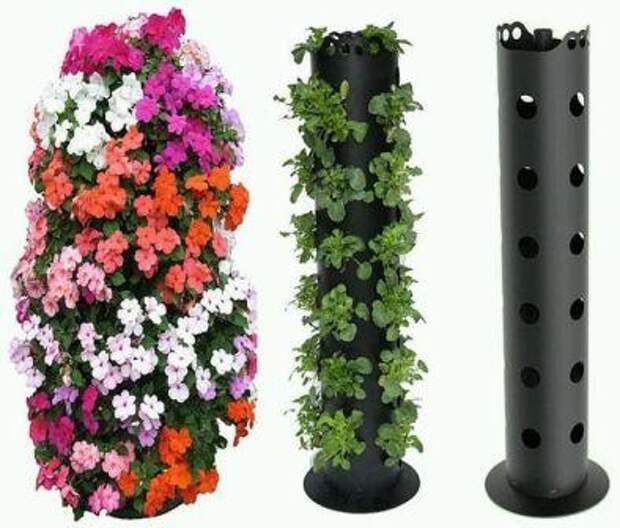 В цветочных магазинах сегодня продаются оригинальные вертикальные цветочницы со специальными отверстиями для растений