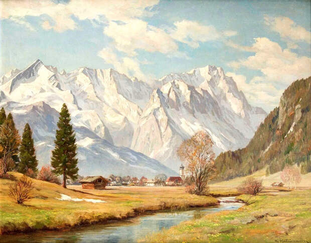 Альпийский пейзаж с видом на долину Фархант. Автор: Эрвин Кеттерманн.
