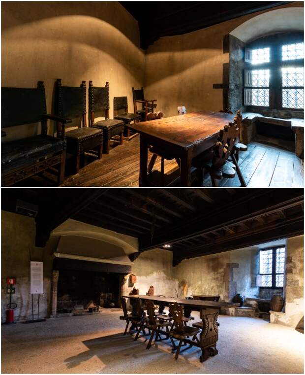 Антикварную мебель собирали по всей Италии, чтобы интерьеры старинного замка соответствовали эпохе (Castello di Fenis, Италия).