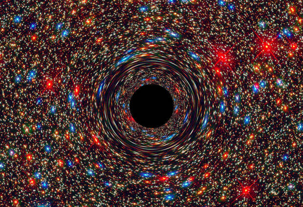 This computer-generated black hole simulates how no light can escape its wrath.