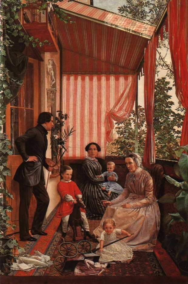 Федор Михайлович Славянский. 1819 или 1817—1876      Семейная картина (На балконе)  1851