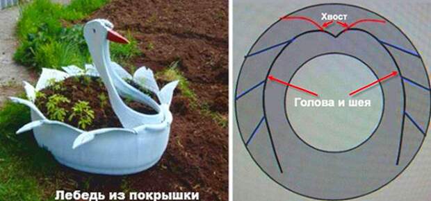 лебедь из покрышки