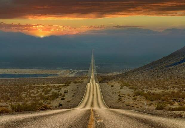 Дорога через Долину смерти, США. Более 200 километров по прямой. животные, интересное, удивительное, факты