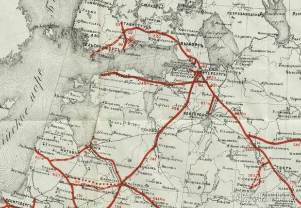 карта почтовых сообщений Российской империи 1917 года Неизвестное прошлое России. Тайна шоссе в Псковской области