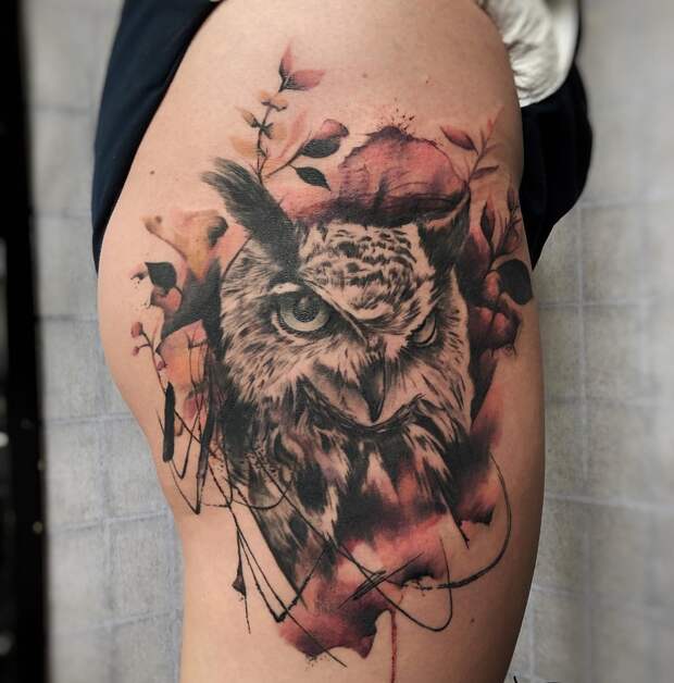 Татуировки с изображением совы фото 2