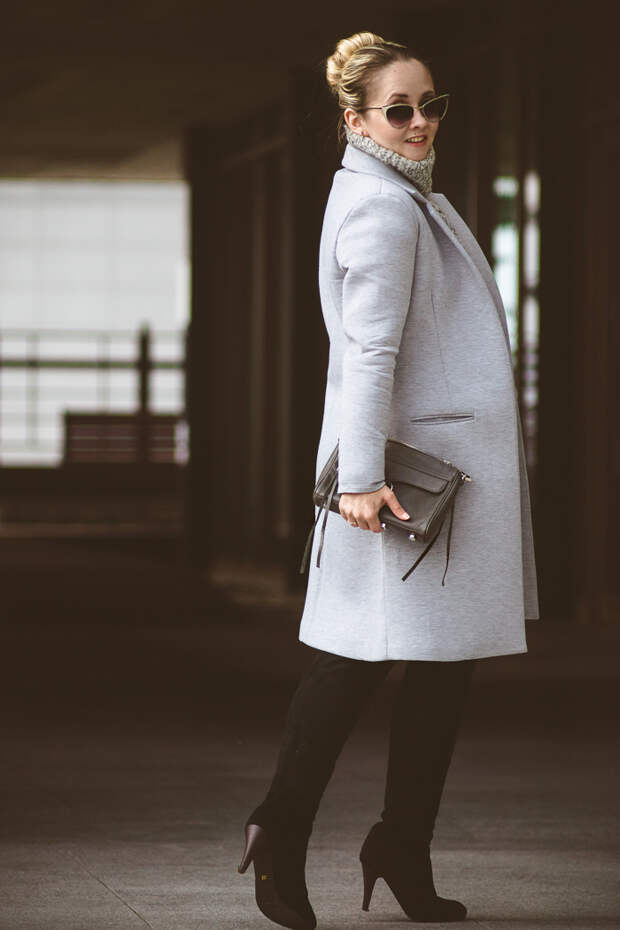 Olga choi fashion blogger myblondegal South Korea smart casual elegant Sheinside gold sequin dress gray Oasap neoprene coat Rebecca Minkoff bag Lulu's over-knee boots ZeroUV cateye retro sunglasses-06827