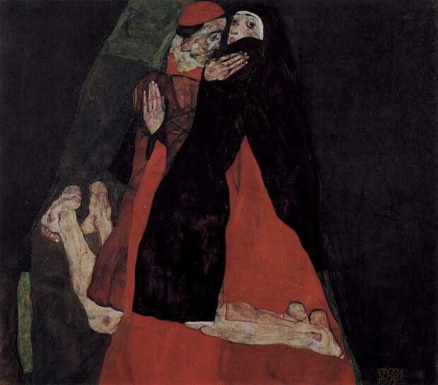 Эгон Шиле. "Кардинал и монашка, или Ласка", 1912