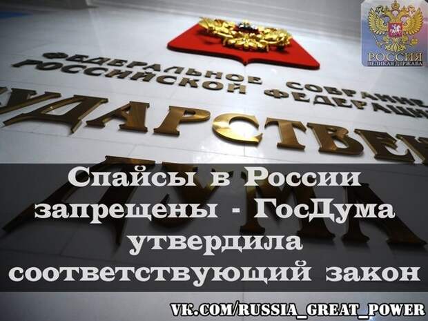 Новости: Спайсы в России запрещены - Госдума утвердила соответствующий закон