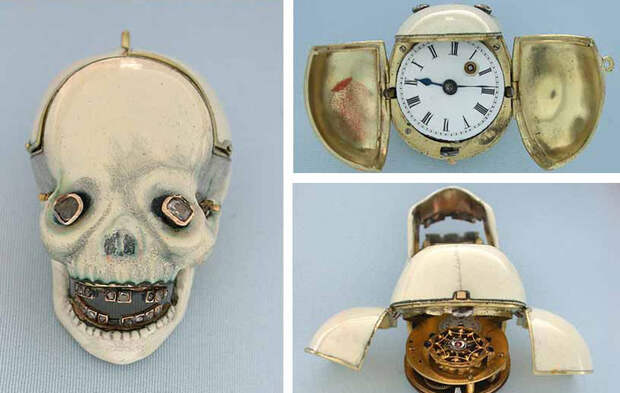 часы-череп из 18-каратного золота с бриллиантами