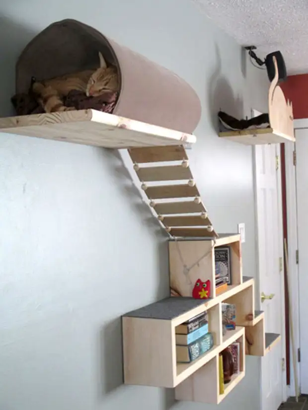 Настенная мебель (полка) для кошек своими руками